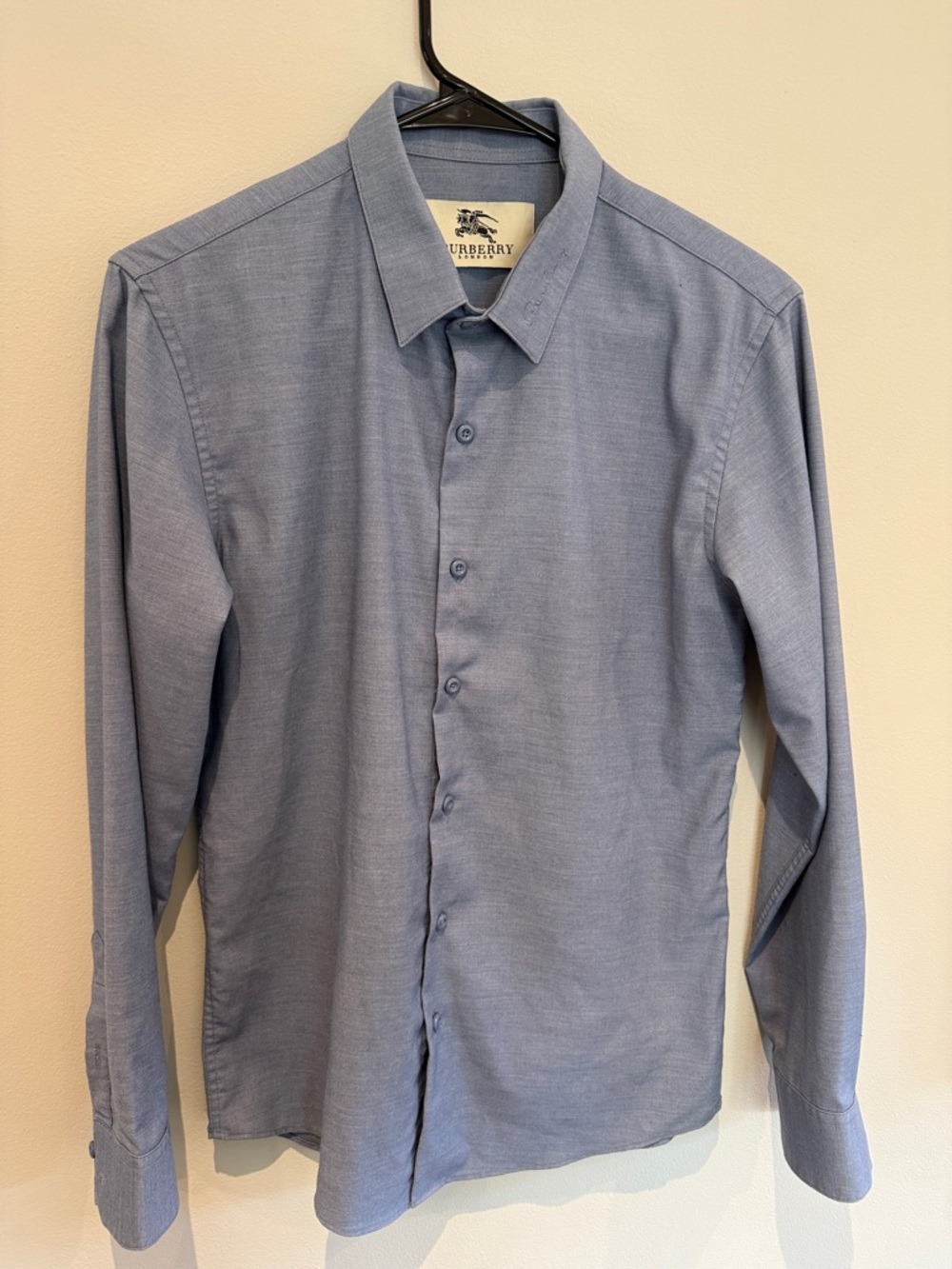 Burberry Men's Sky Blue Long-Sleeve Dress Shirt